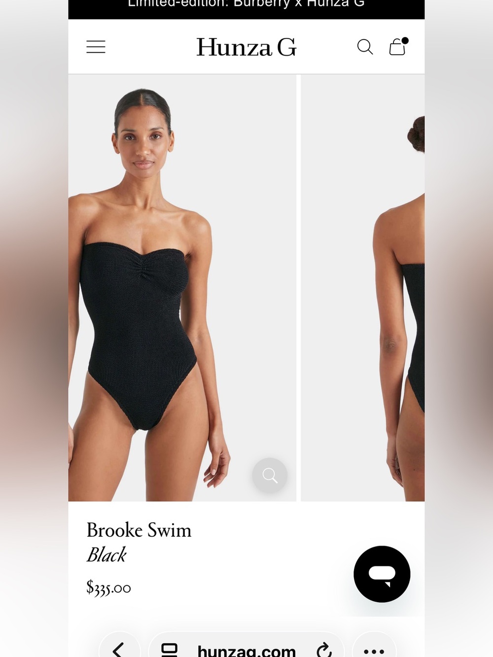 Hunza G Brooke Strapless One-Piece Swimsuit — Black